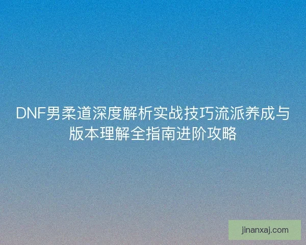 DNF男柔道深度解析实战技巧流派养成与版本理解全指南进阶攻略